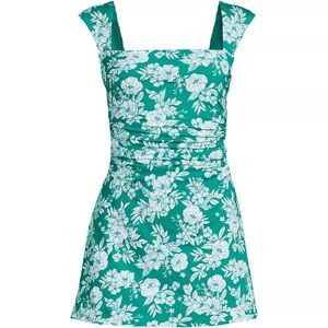 Lands' End Green Floral One Piece Swimsuit